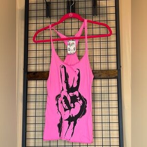 A Fine Mess Pink Peace Sign Tank Top